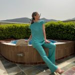 Mario Knitwear Premium Quality Turquoise Lurex Set